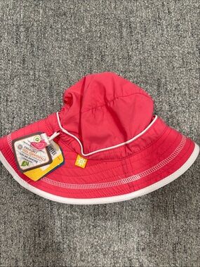 Kids Sun Hat - Hot Pink with White Trim